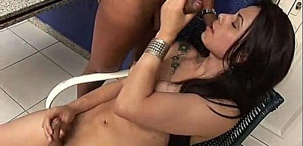  T-Girl Bruna Rodrigues services cock like a good little tranny whore